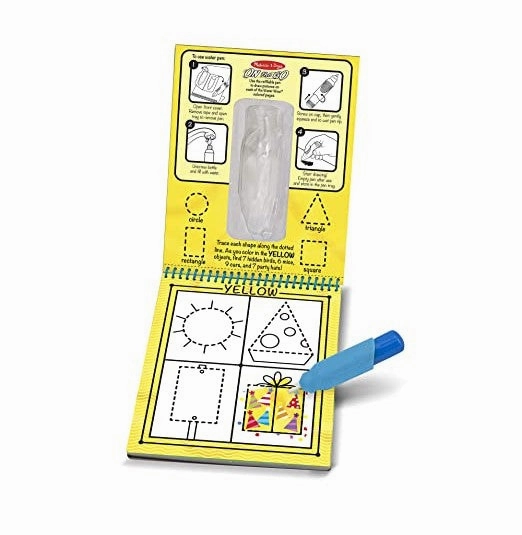 Melissa & Doug On the Go Water Wow! Colors and Shapes Activity Pad Reusable Water-Reveal Coloring Book, Refillable Water Pen (Multicolor)