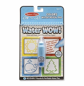 Melissa & Doug On the Go Water Wow! Colors and Shapes Activity Pad Reusable Water-Reveal Coloring Book, Refillable Water Pen (Multicolor)