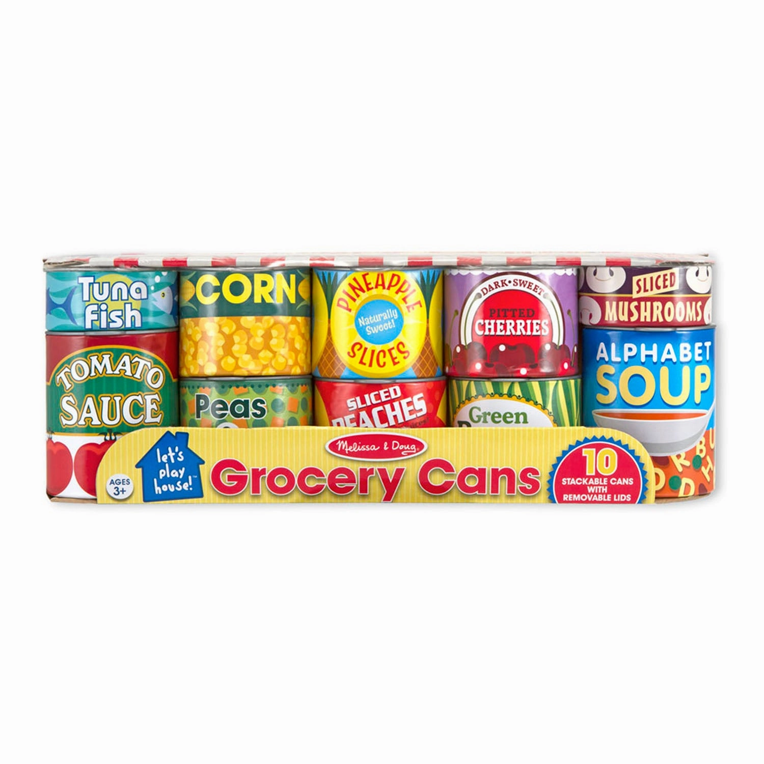 Melissa & Doug Playful Grocery Cans Pretend Play Set - 10 Pieces