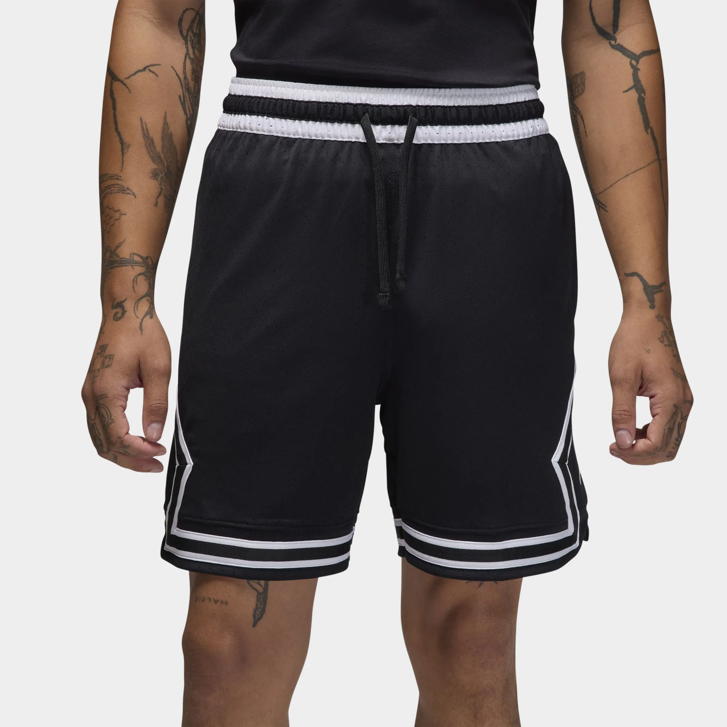 Mens Jordan Jordan Dri-FIT Mesh Diamond Shorts Black / White - White