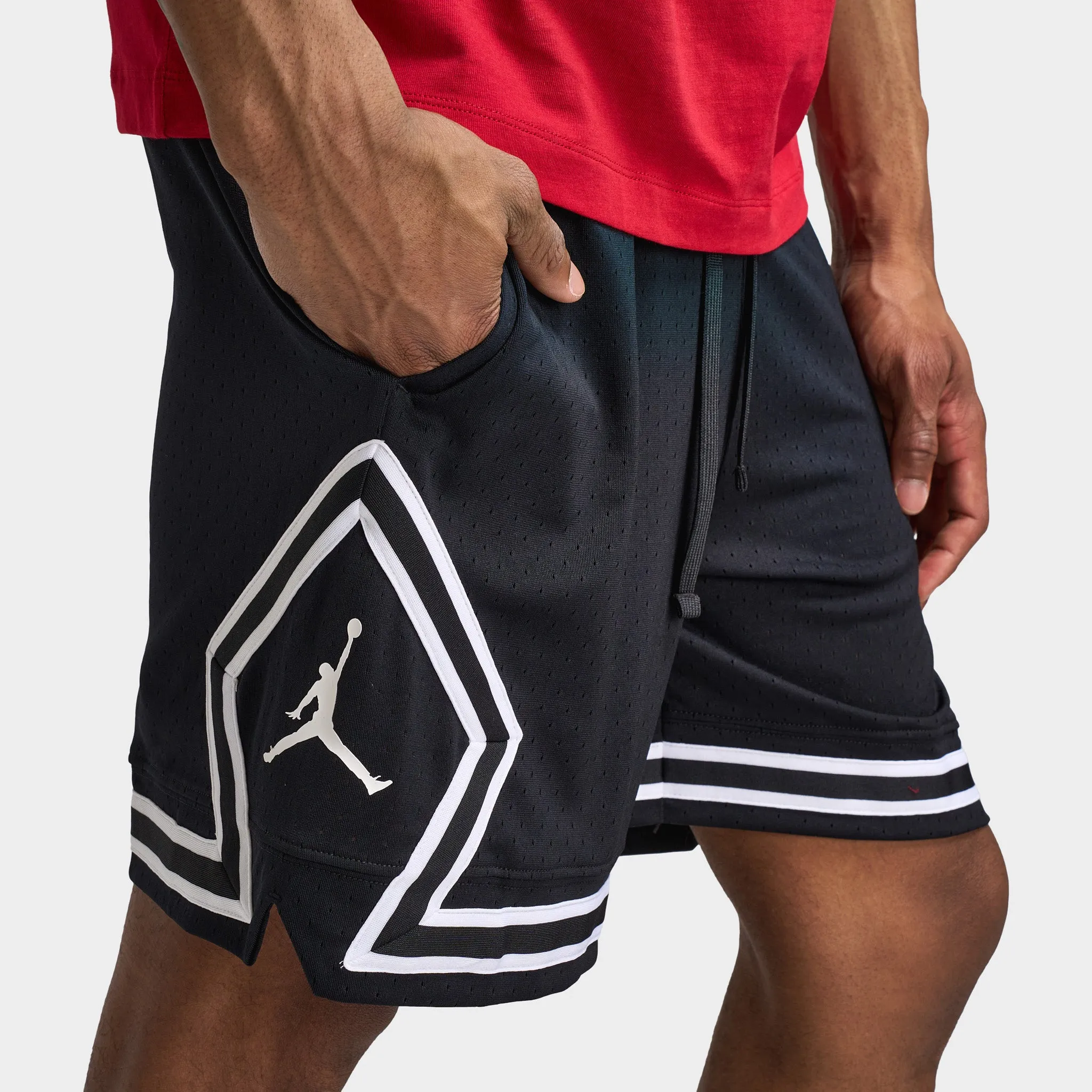 Mens Jordan Jordan Dri-FIT Mesh Diamond Shorts Black / White - White