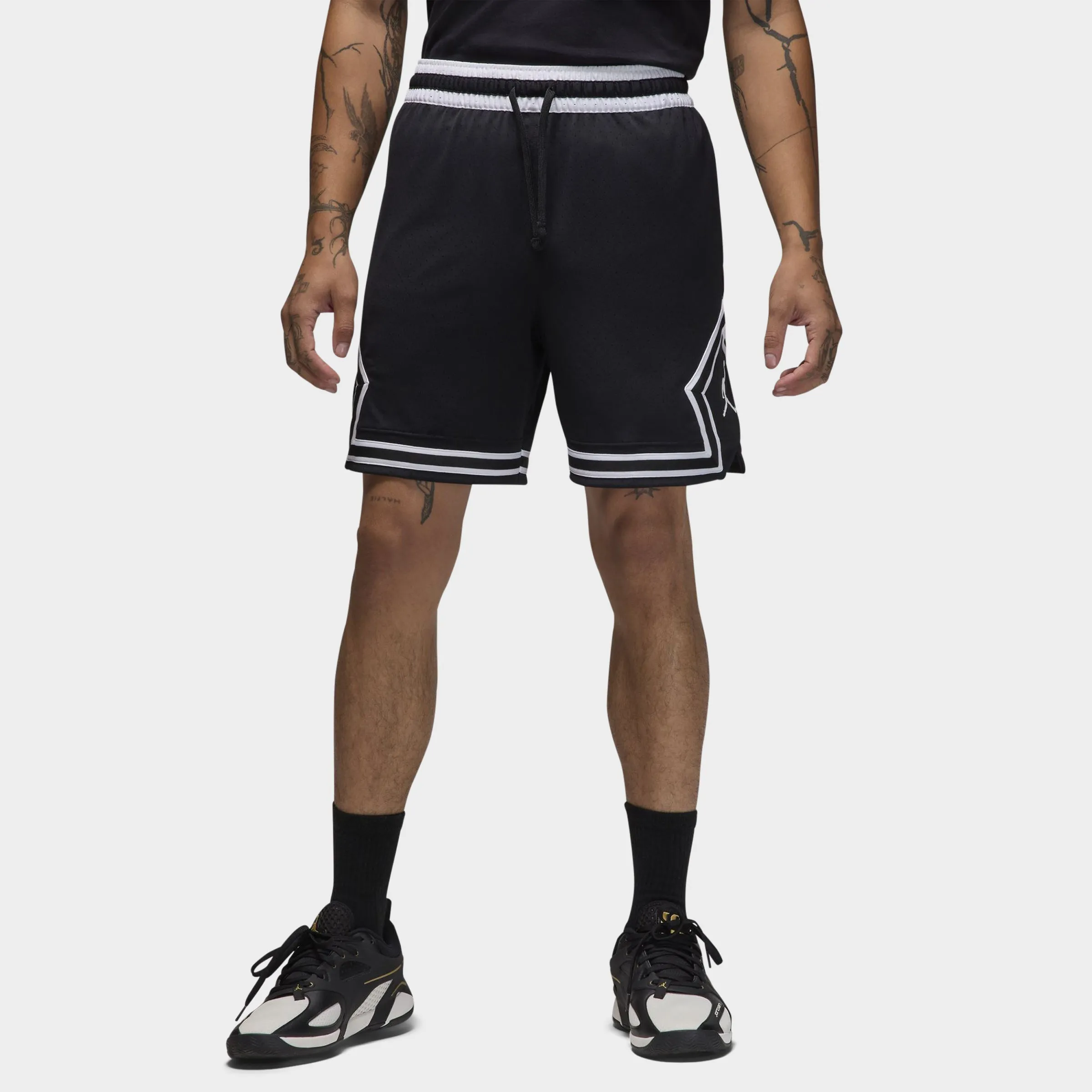 Mens Jordan Jordan Dri-FIT Mesh Diamond Shorts Black / White - White