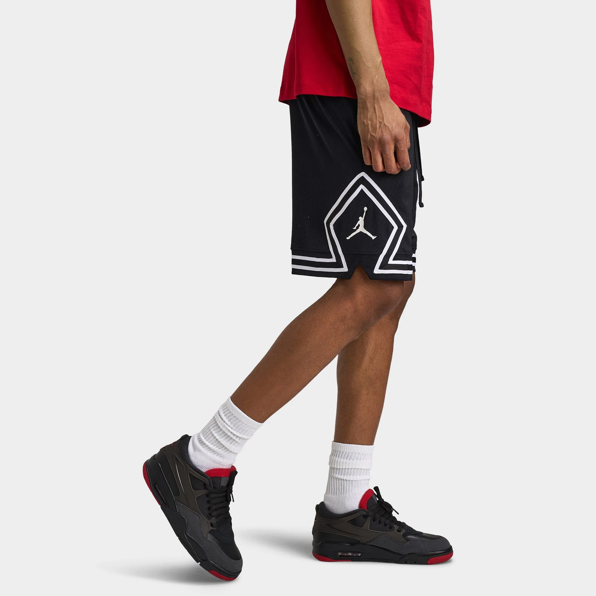 Mens Jordan Jordan Dri-FIT Mesh Diamond Shorts Black / White - White