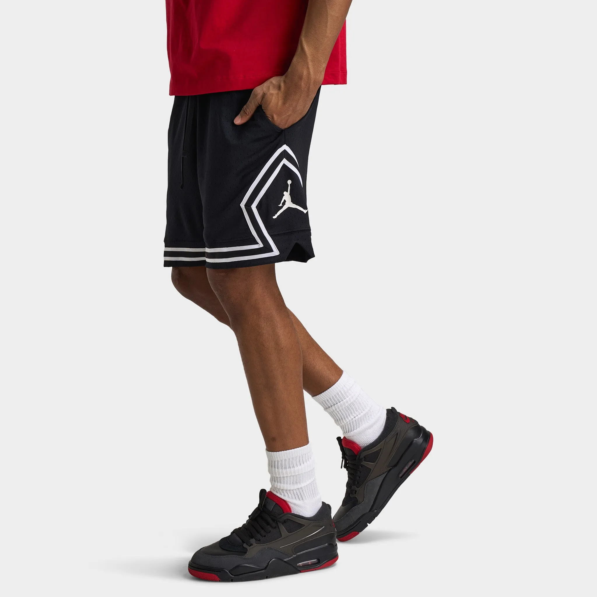 Mens Jordan Jordan Dri-FIT Mesh Diamond Shorts Black / White - White