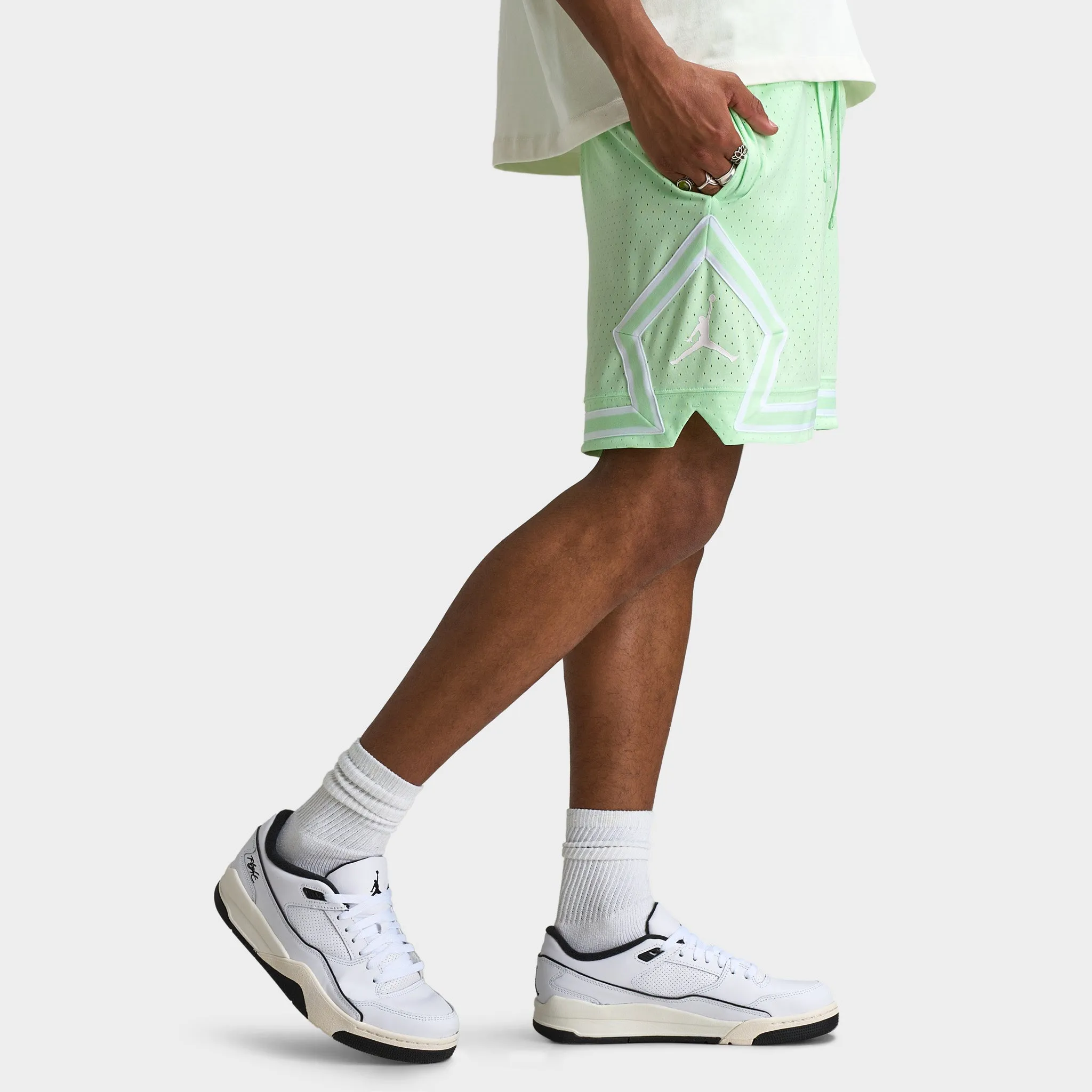 Mens Jordan Jordan Sport Dri-FIT Mesh Diamond Shorts Vapor Green / White - White