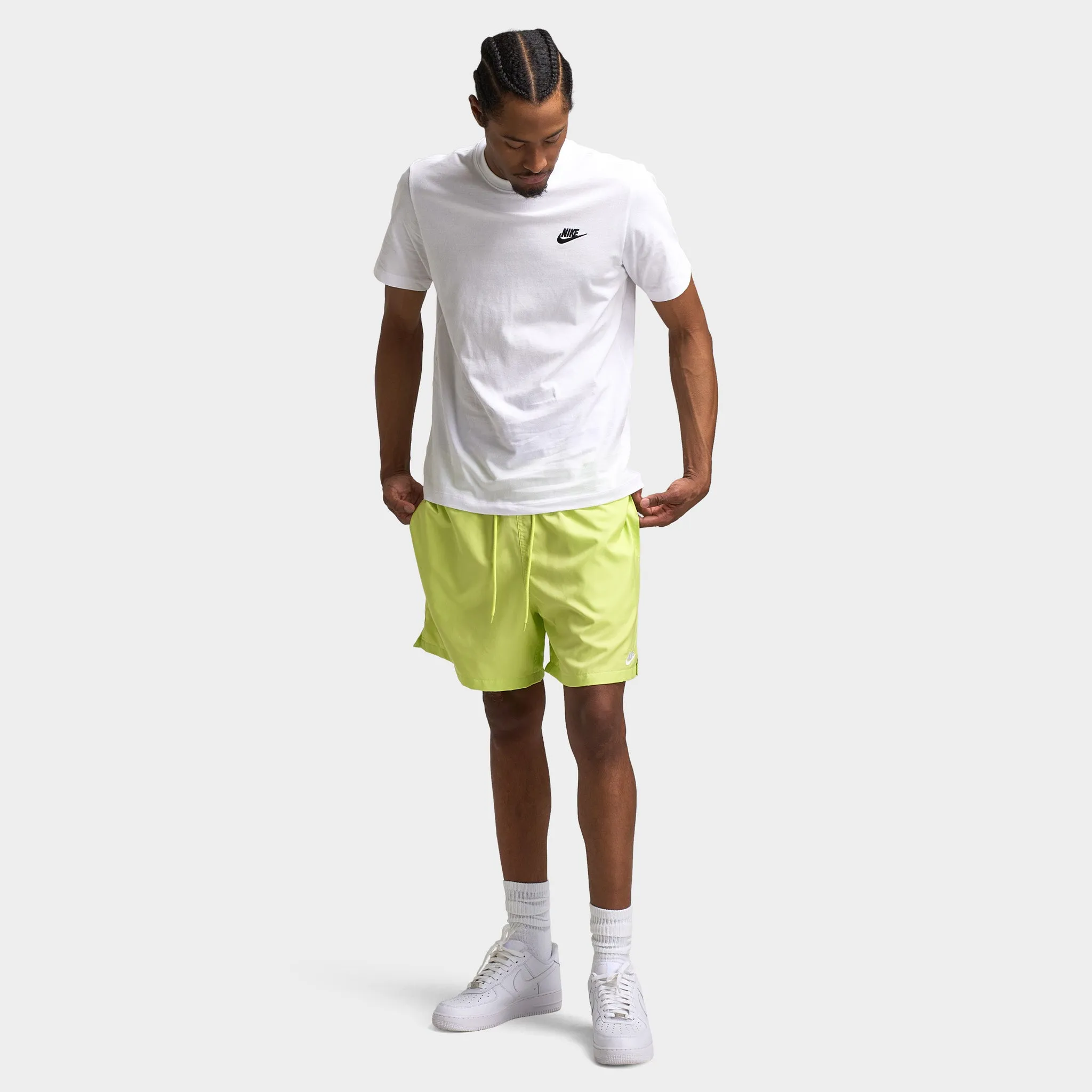 Mens Nike Nike Club Flow Shorts Light Lemon Twist / White