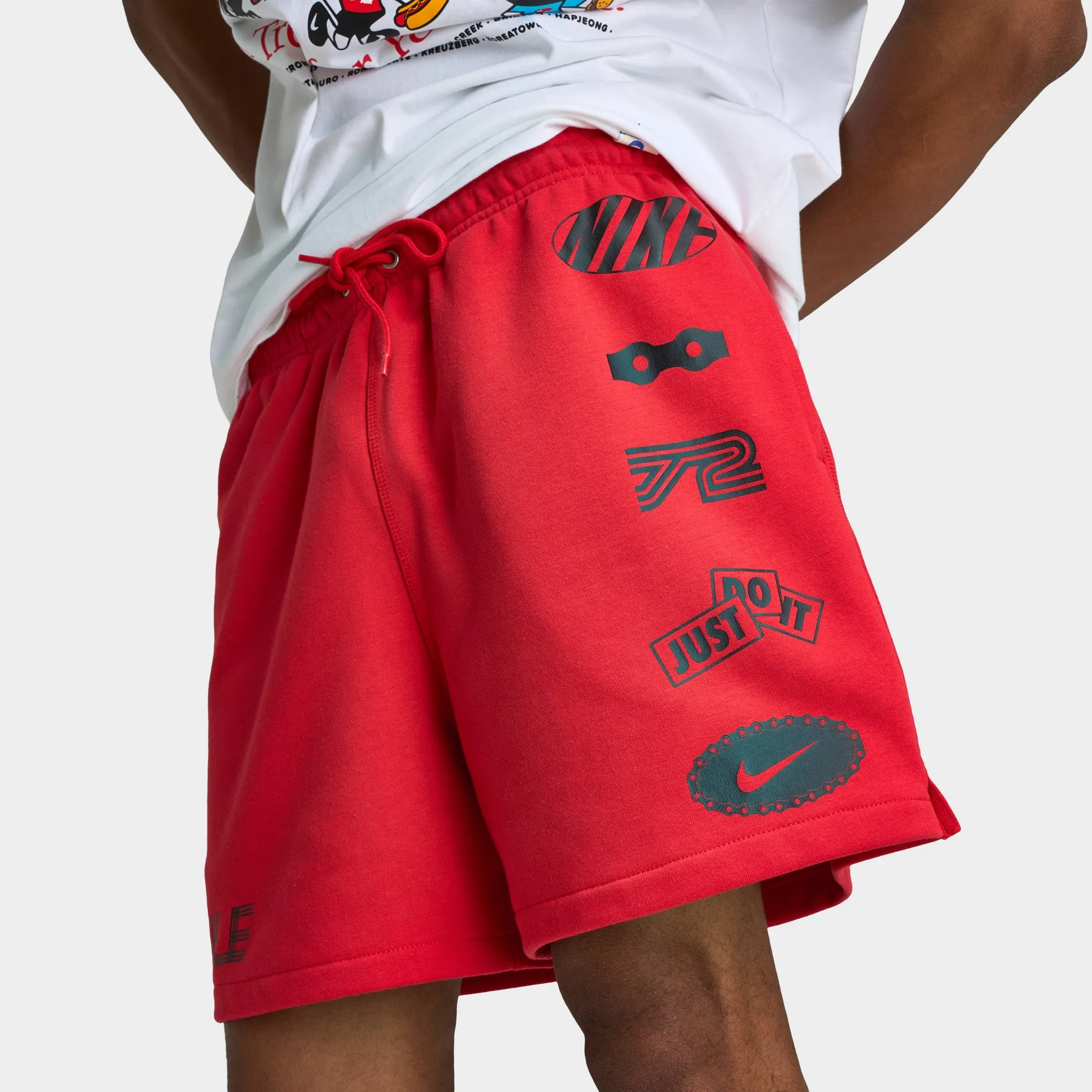 Mens Nike Nike Club French Terry Flow Cycle Shorts University Red / Black - Black