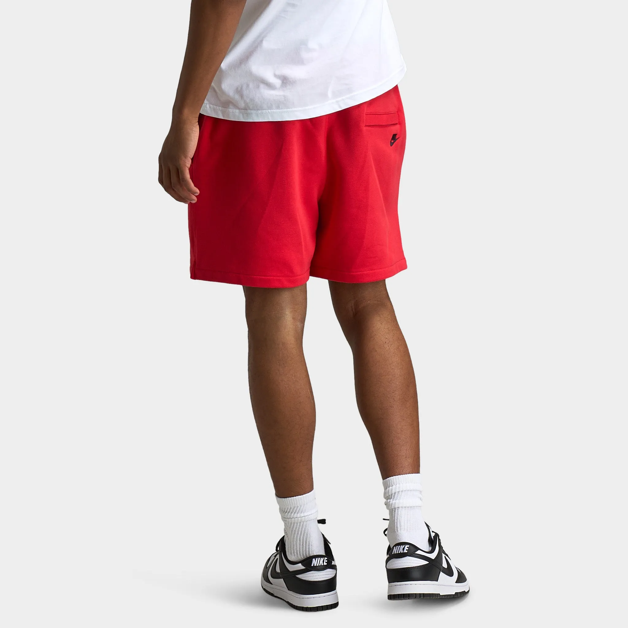 Mens Nike Nike Club French Terry Flow Cycle Shorts University Red / Black - Black