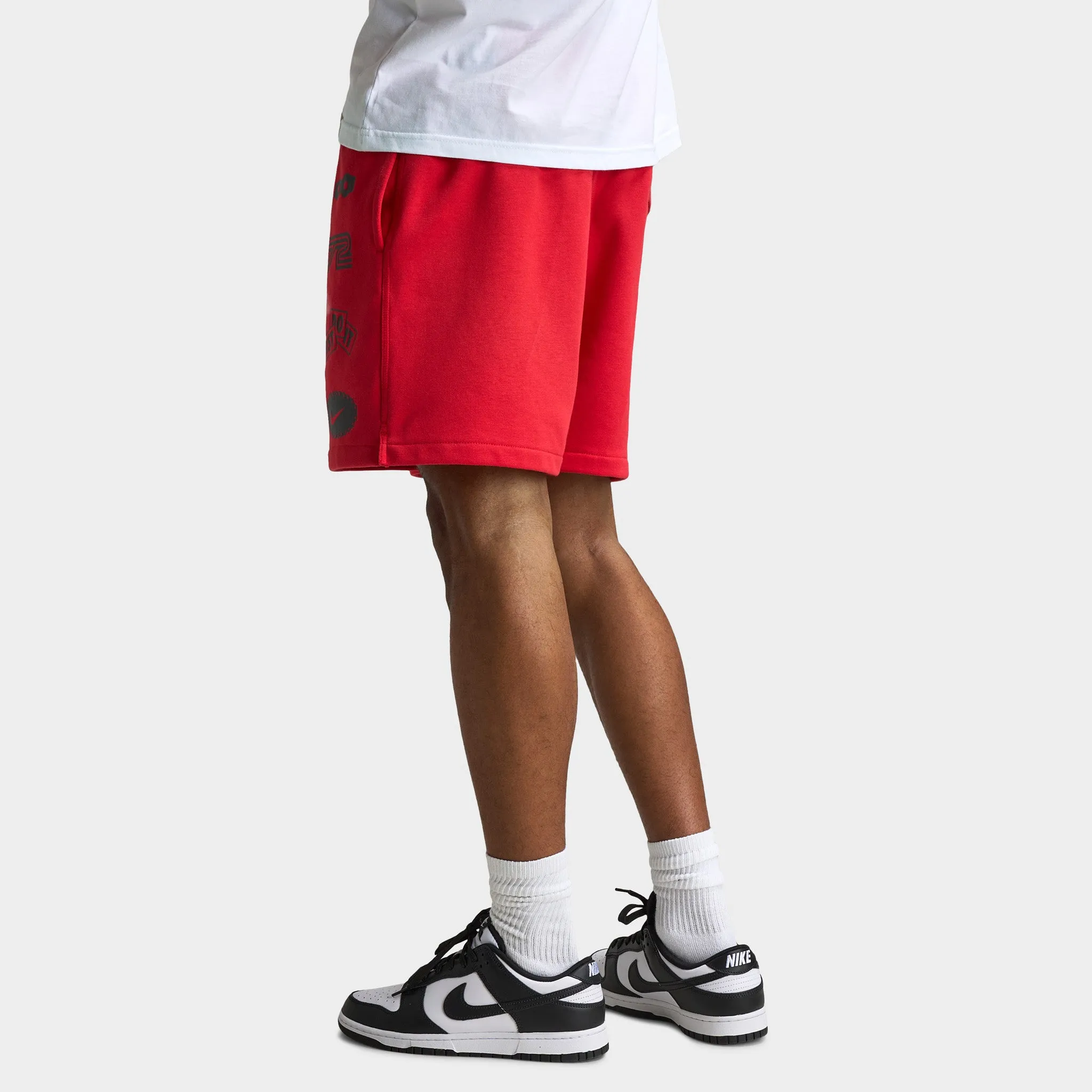 Mens Nike Nike Club French Terry Flow Cycle Shorts University Red / Black - Black