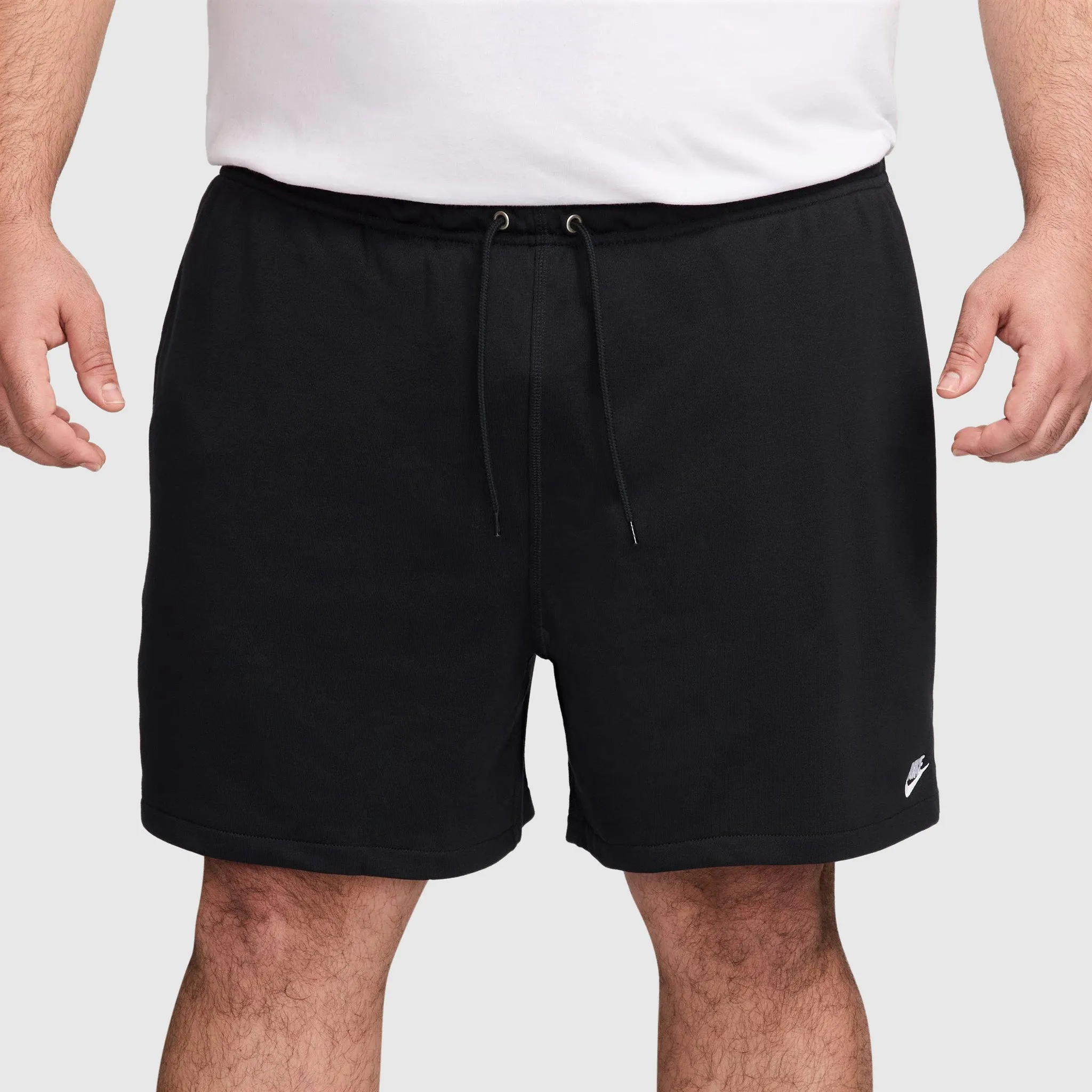 Mens Nike Nike Club French Terry Flow Shorts Black / White
