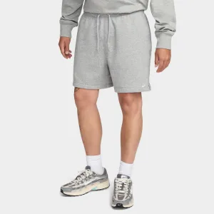 Mens Nike Nike Club French Terry Flow Shorts Dark Grey Heather / Lt Smoke Grey - White