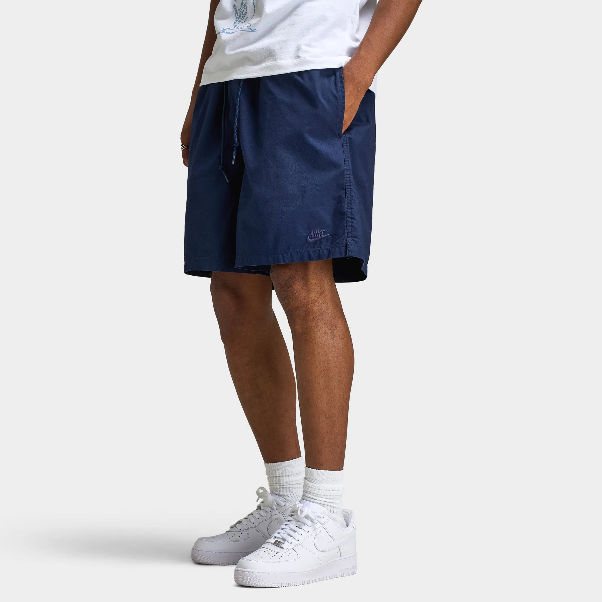 Mens Nike Nike Club Washed Flow Shorts Obsidian / Obsidian