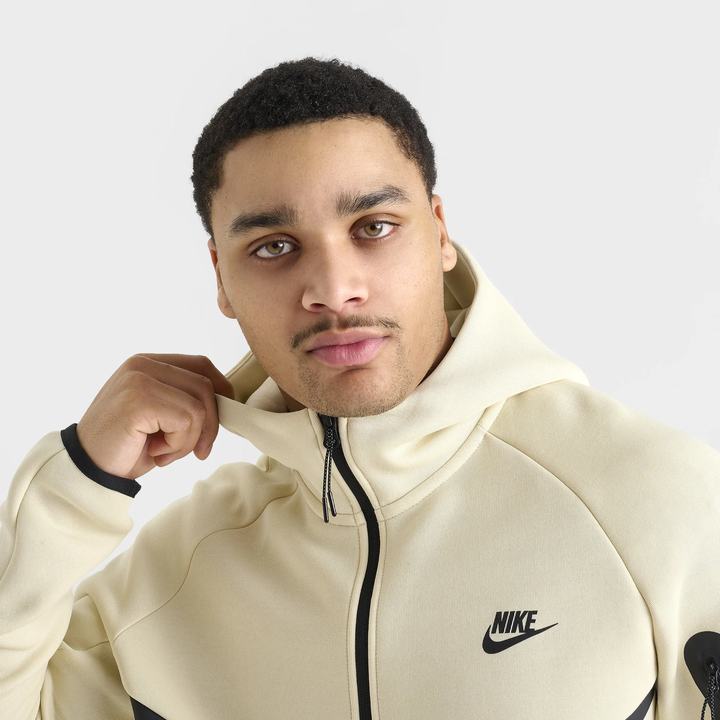 Mens Nike Nike Tech Fleece Full-Zip Windrunner Hoodie Light Khaki / Black