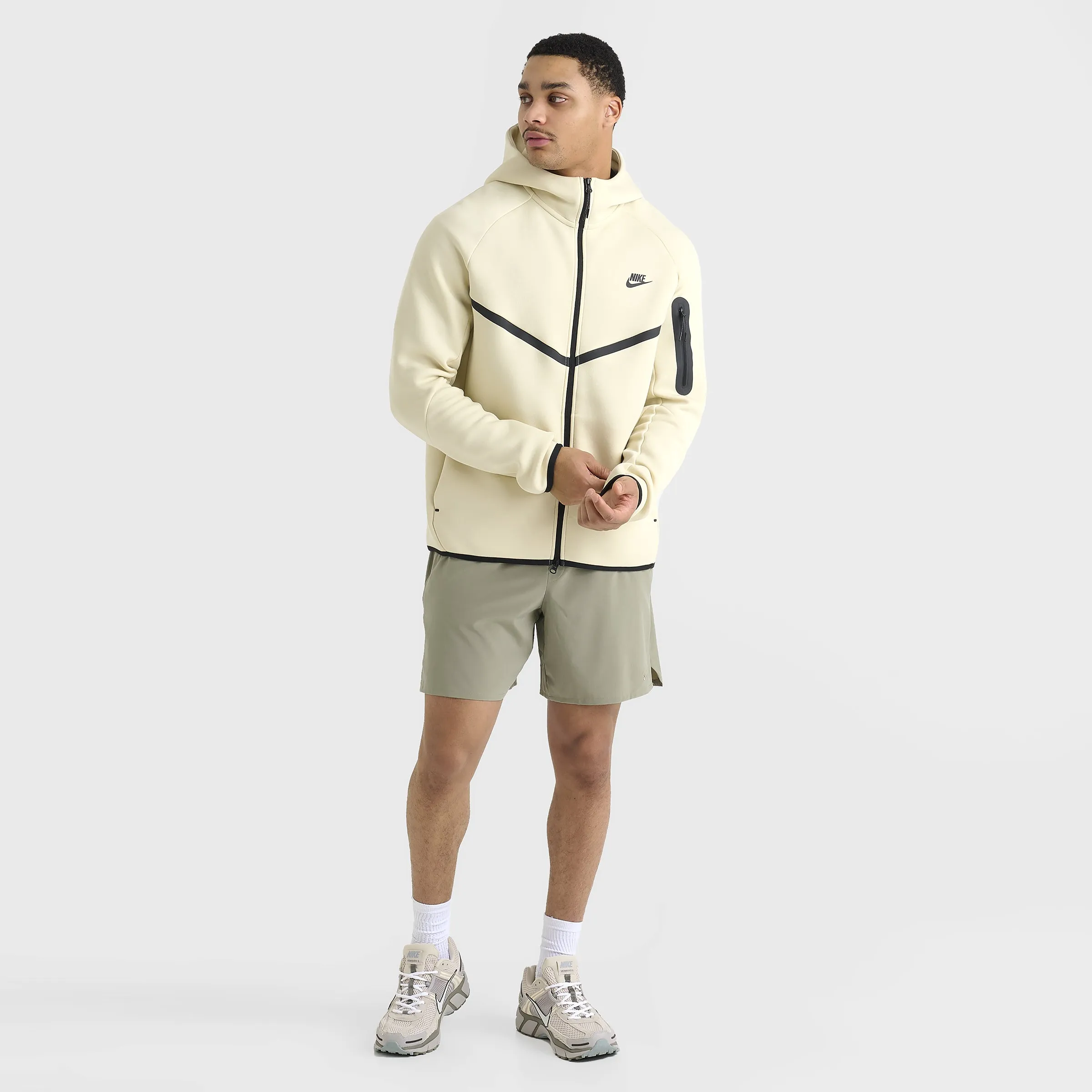 Mens Nike Nike Tech Fleece Full-Zip Windrunner Hoodie Light Khaki / Black