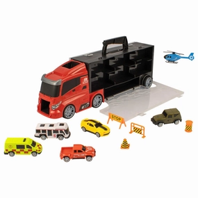 Mighty Motors Mega Big Rig Red Carry Case with Die-Cast Vehicles