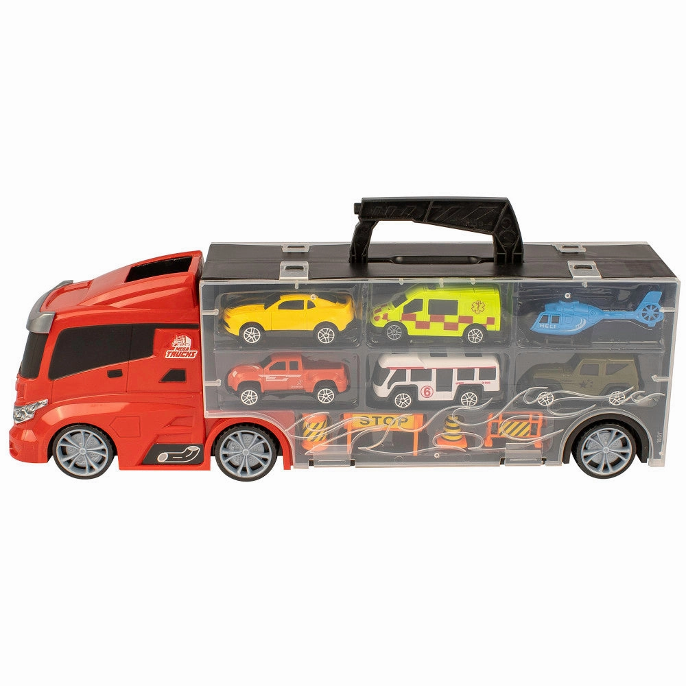 Mighty Motors Mega Big Rig Red Carry Case with Die-Cast Vehicles