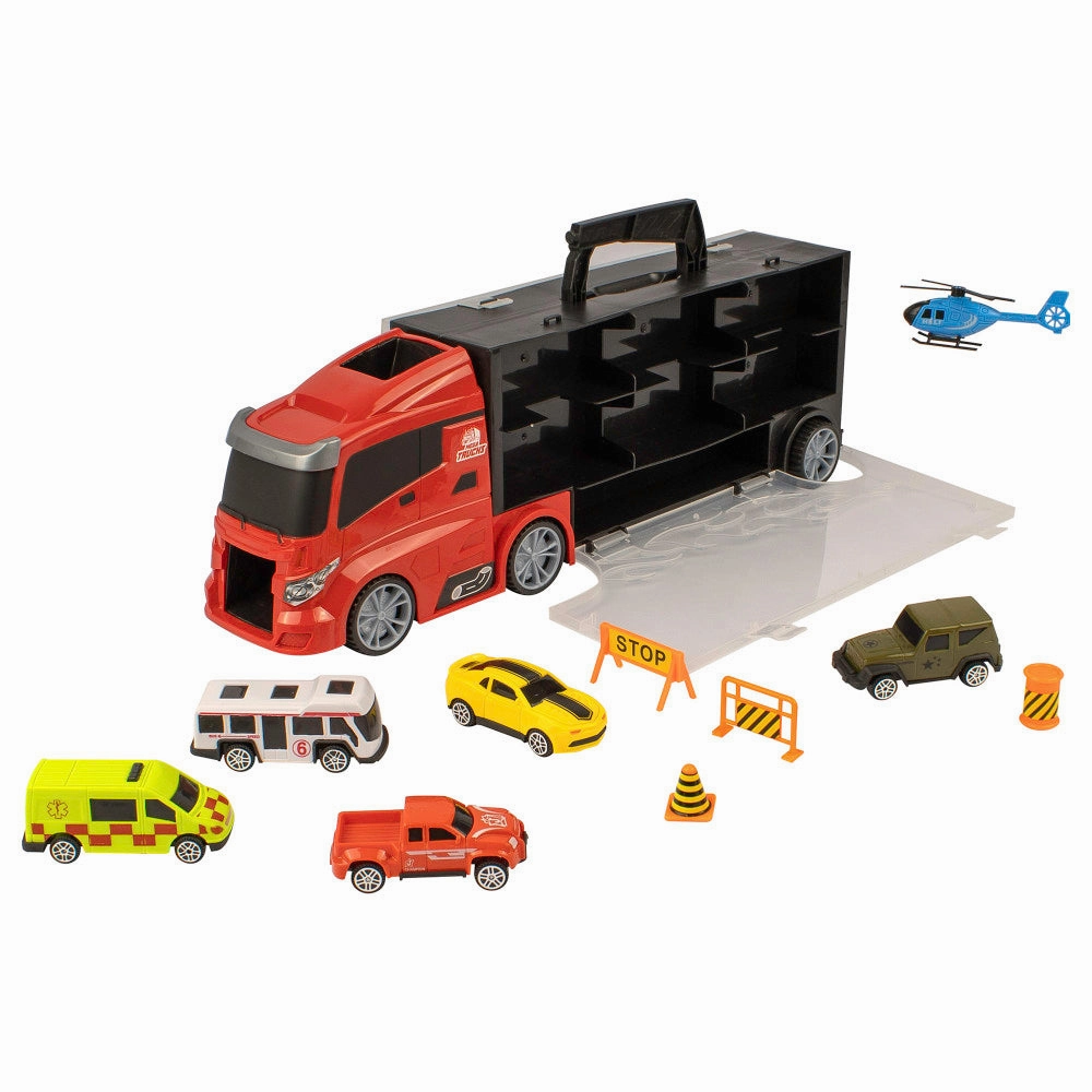 Mighty Motors Mega Big Rig Red Carry Case with Die-Cast Vehicles