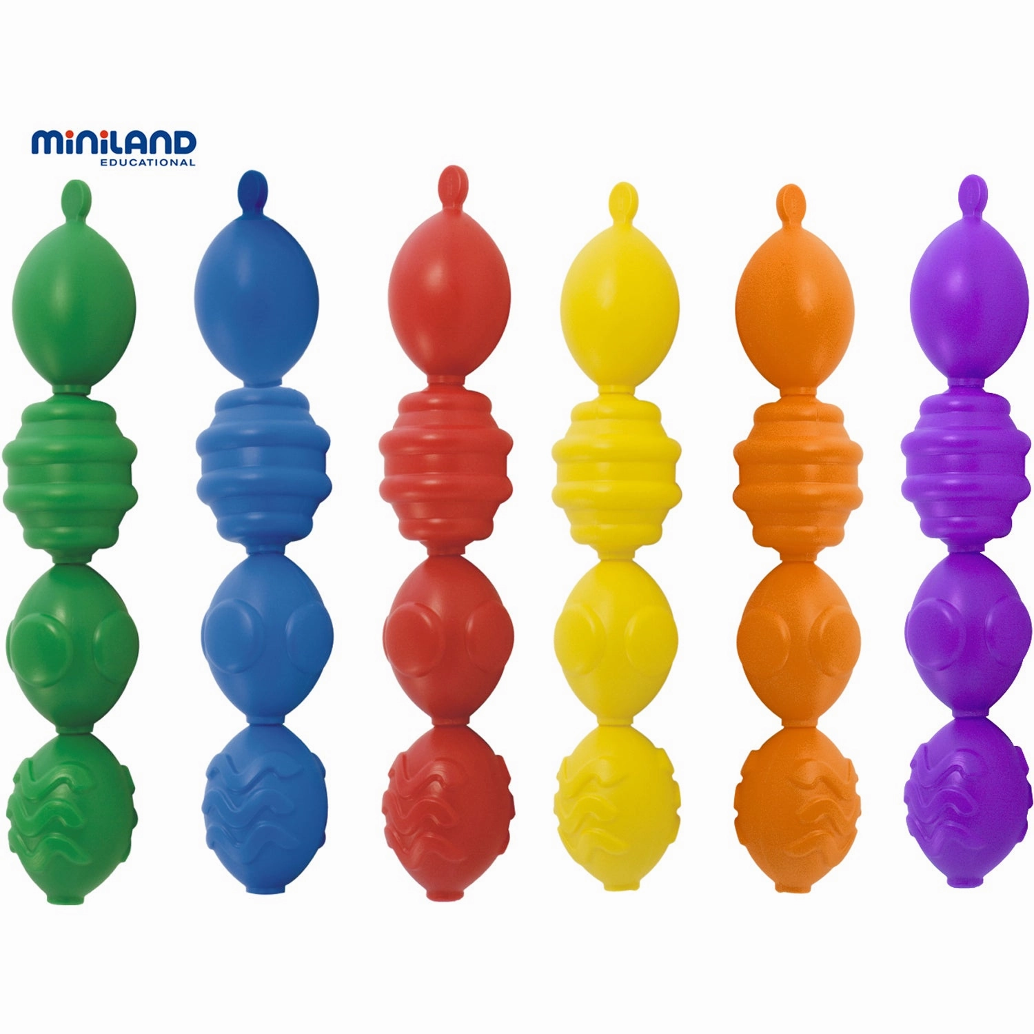 Miniland Educational Maxichain - Colorful Interlocking Pieces - Pack of 24