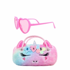 Miss Gwen Bubblegum Faux Fur Sunglasses and Case