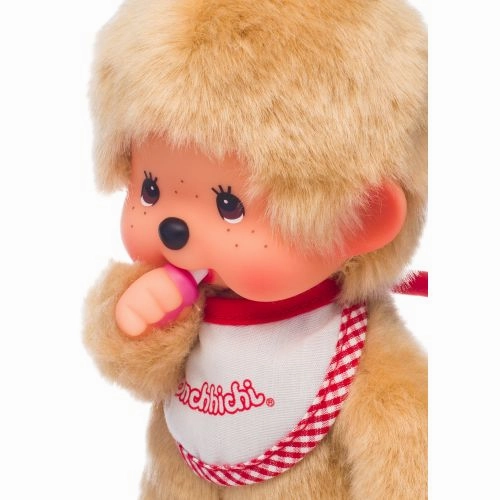Monchhichi 8 inch Beige Boy Plush with Red Bib