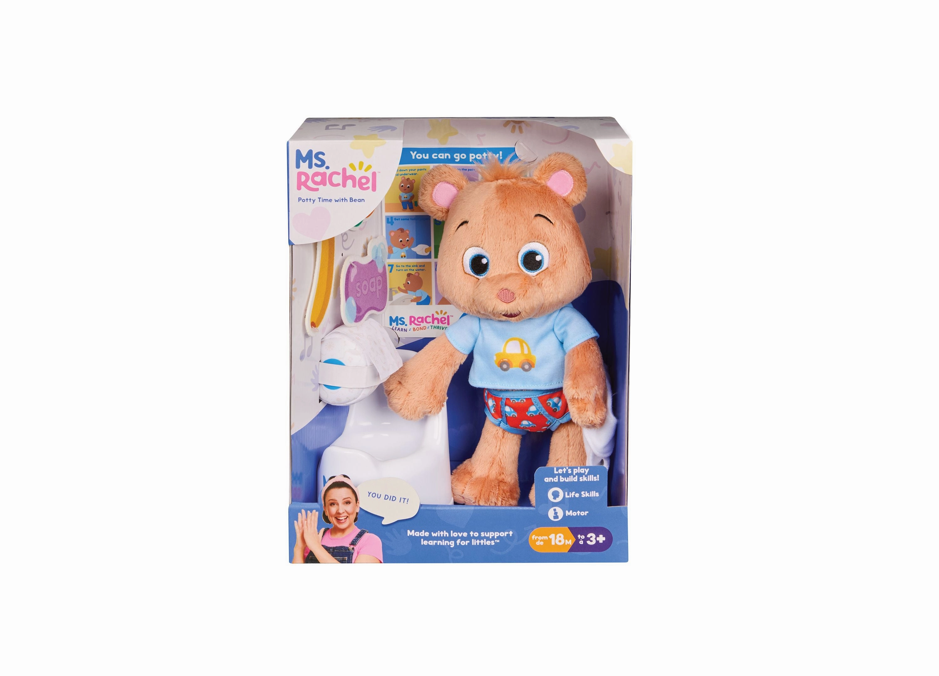 Ms. Rachel Potty Time with Bean Bear Plush Toy - Interactive Potty Training Set