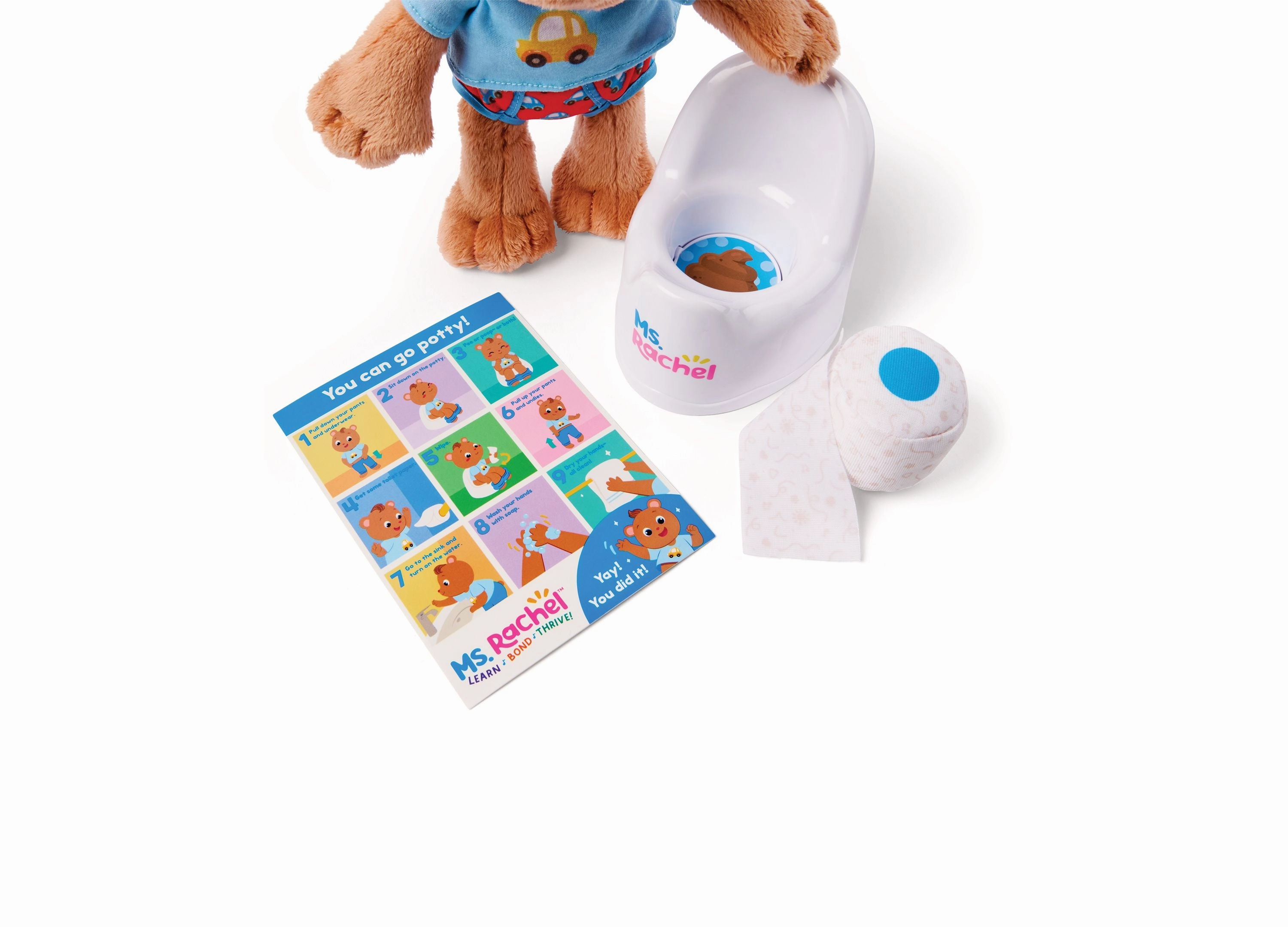 Ms. Rachel Potty Time with Bean Bear Plush Toy - Interactive Potty Training Set