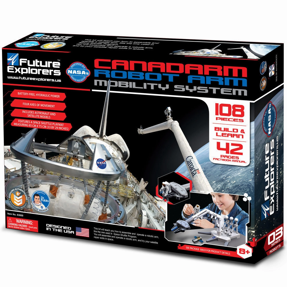NASA Future Explorers Canadarm Robot Arm Mobility Kit - 108pc STEM Toy for Ages 8 