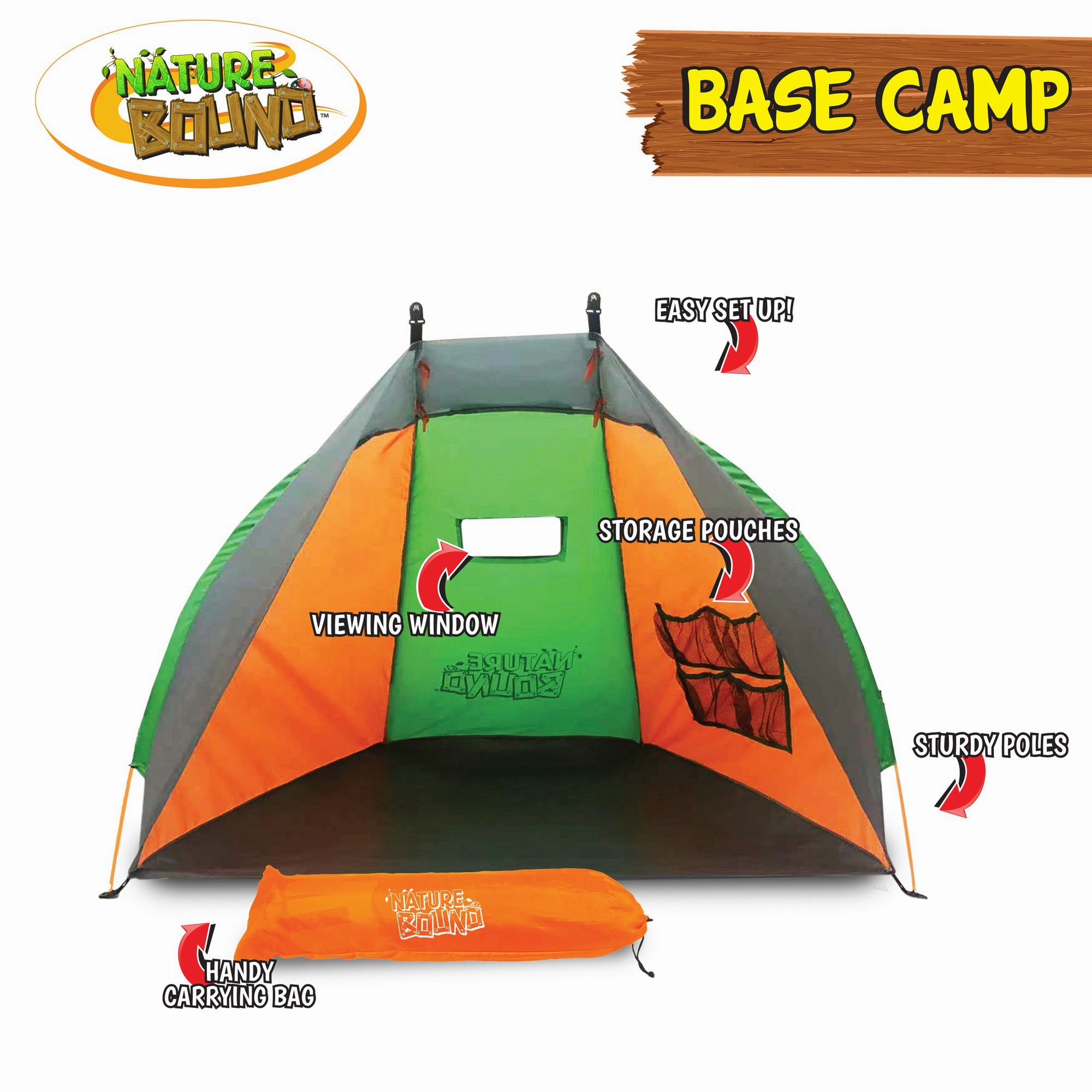Nature Bound Base Camp Tent - Vibrant 2-Person Kids Play Tent with Easy Setup
