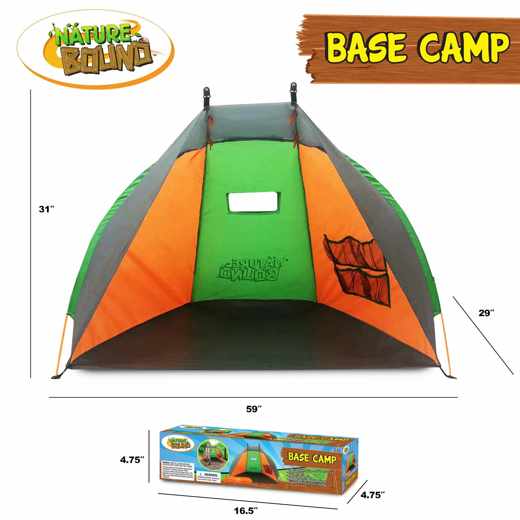 Nature Bound Base Camp Tent - Vibrant 2-Person Kids Play Tent with Easy Setup