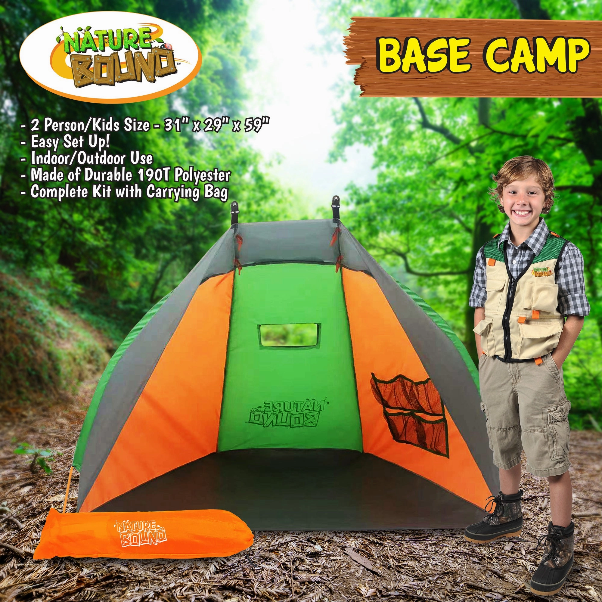 Nature Bound Base Camp Tent - Vibrant 2-Person Kids Play Tent with Easy Setup