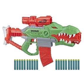 Nerf DinoSquad Rex-Rampage Motorized Dart Blaster, 10-Dart Clip, 20 Official Nerf Darts, 10-Dart Storage- T-Rex Dinosaur Design
