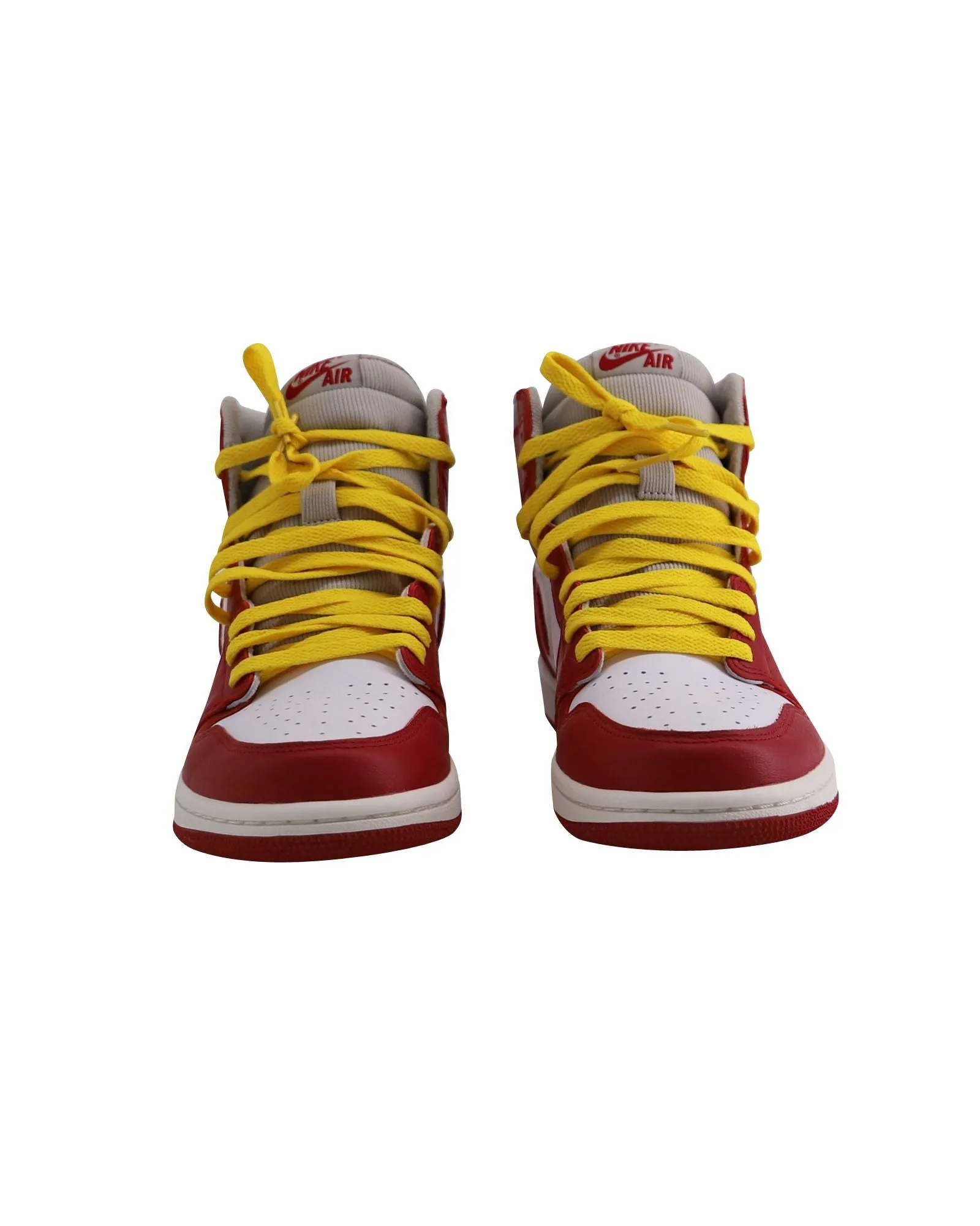 Nike Air Jordan 1 Retro High Top Sneakers in Iron Ore/Red Varsity Leather