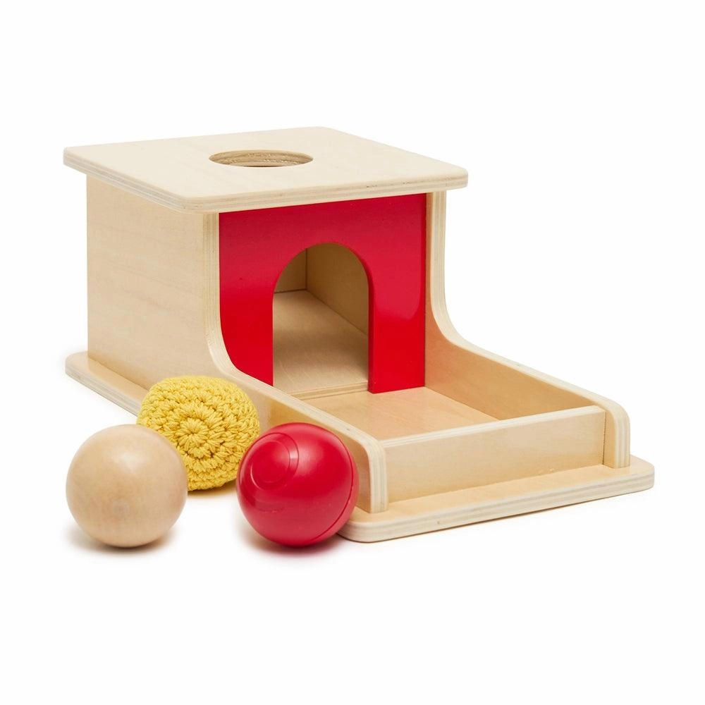 Object Permanence with Tray and 3 balls (Wood, Plastic, Yarn)