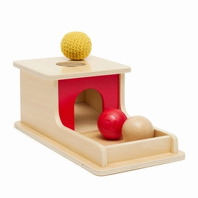 Object Permanence with Tray and 3 balls (Wood, Plastic, Yarn)