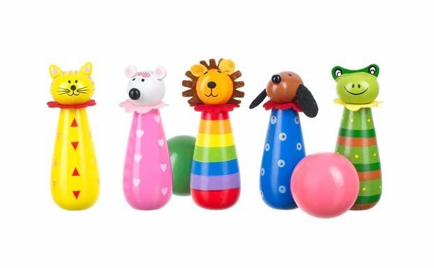 Orange Tree Toys Wooden Animal Skittles Playset for Ages 3 and Up