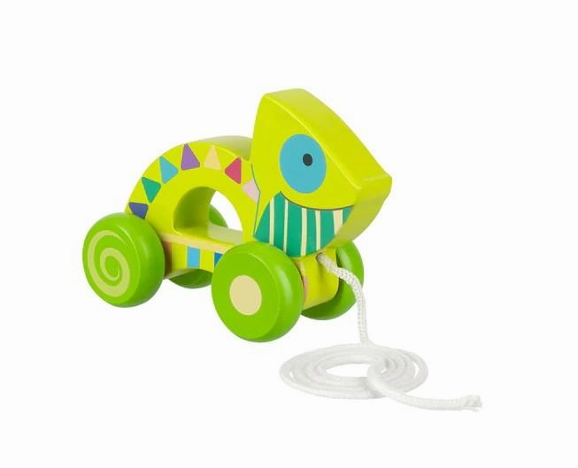 Orange Tree Toys Wooden Chameleon Pull Along Toy for Ages 1 and Up
