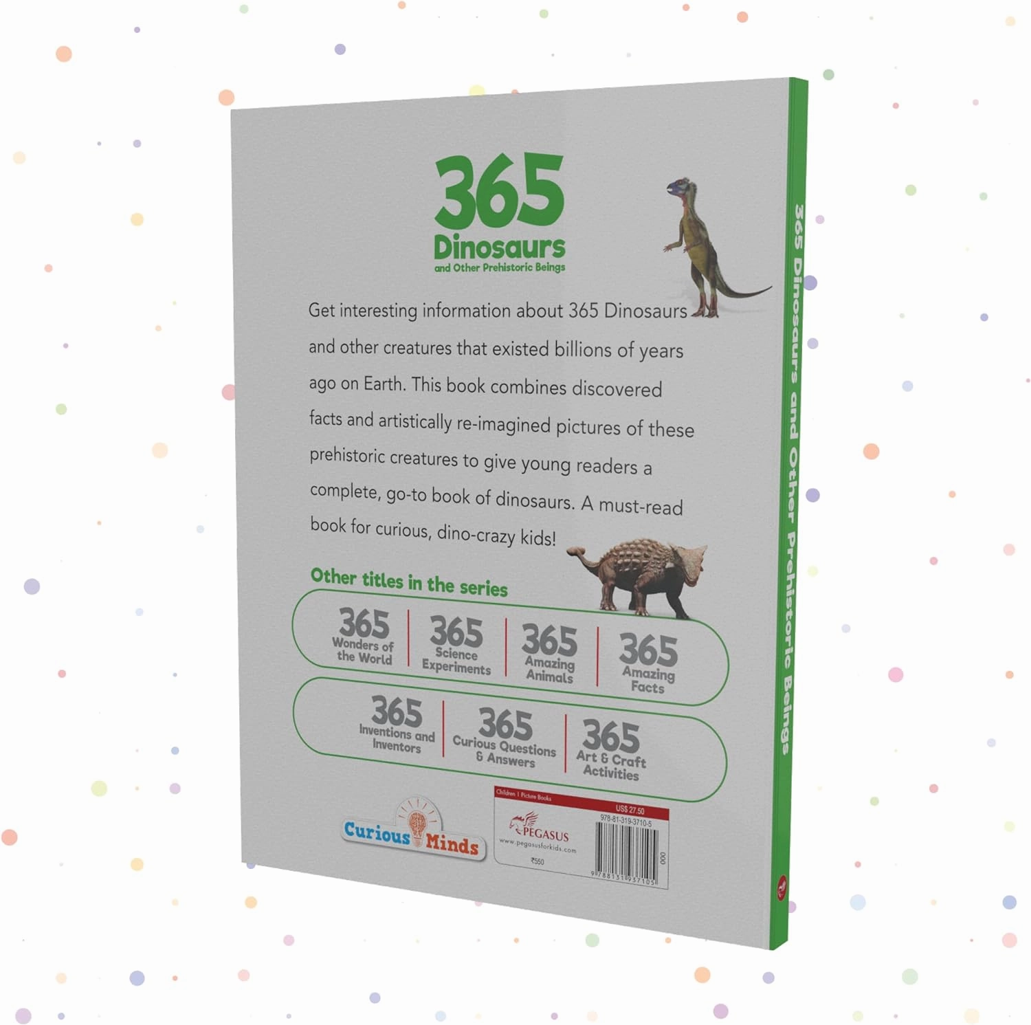Pegasus 365 Dinosaurs - Premium Quality Padded & Glittered Book for Kids Ages 6 