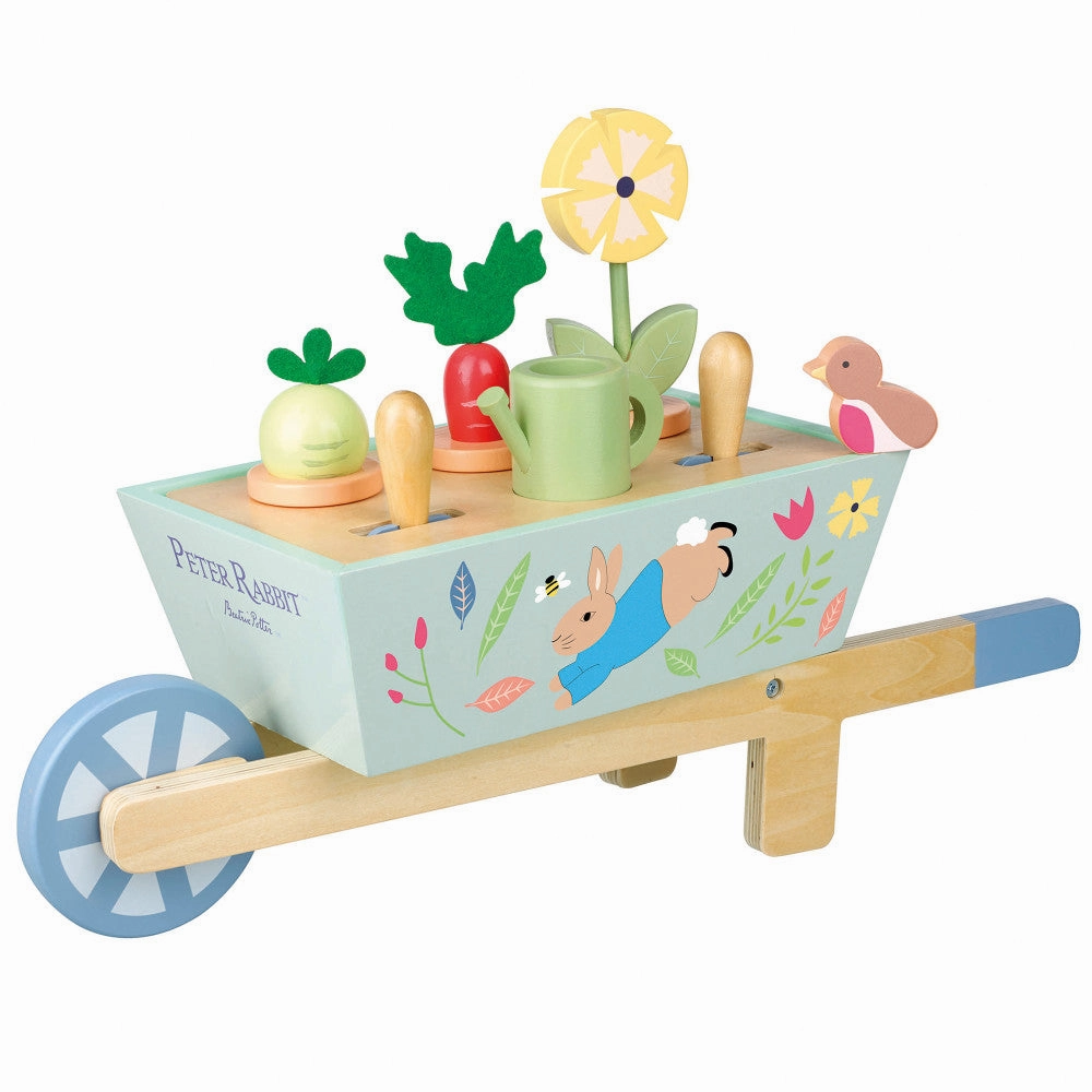 Peter Rabbit Wooden Garden Wheelbarrow Playset - Ages 3 