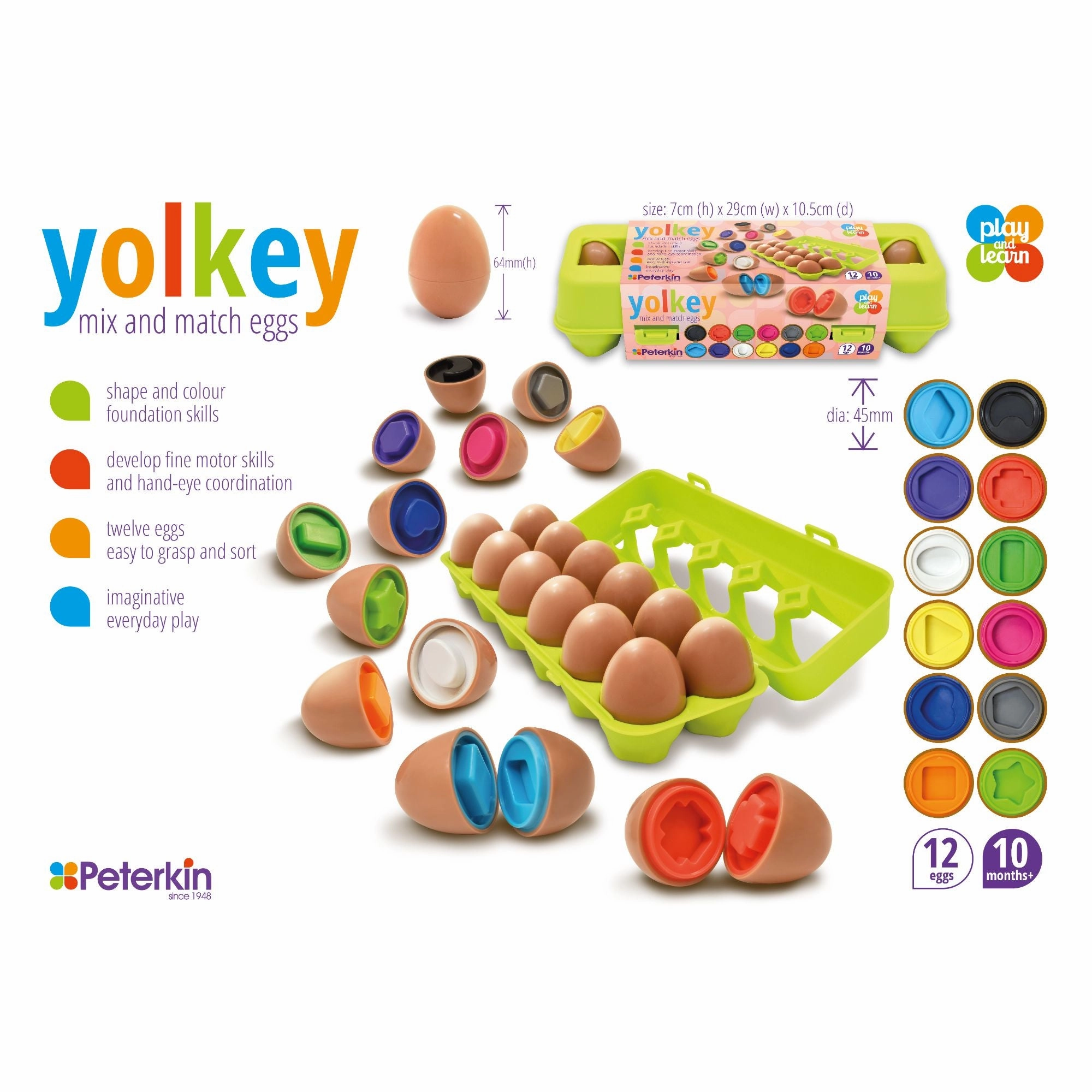 Peterkin Play And Learn Yolkey Mix And Match Eggs