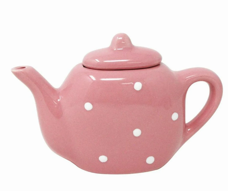 Pink Poppy Tea Set Polka Dot Porcelain In Case