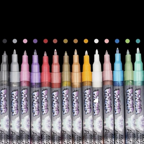 Pintar Metallic Acrylic Paint Markers - Extra Fine Tip 0.7mm, 14-Pack