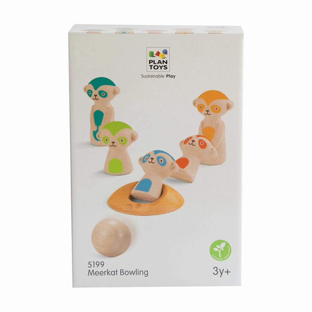 Plan Toys Meerkat Bowling Set - Eco-Friendly Wooden Outdoor Game