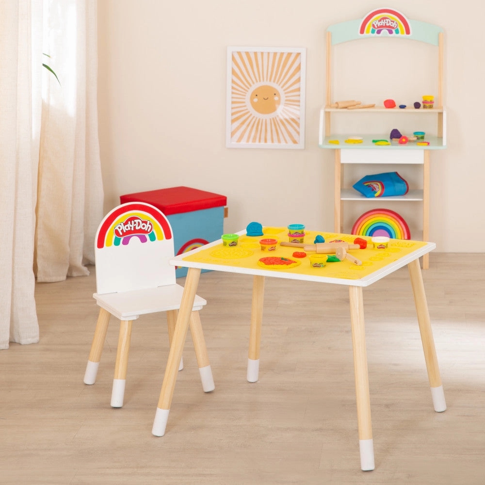 Play-Doh Creative Seating Group - Wooden Crafting Table & Chair Set
