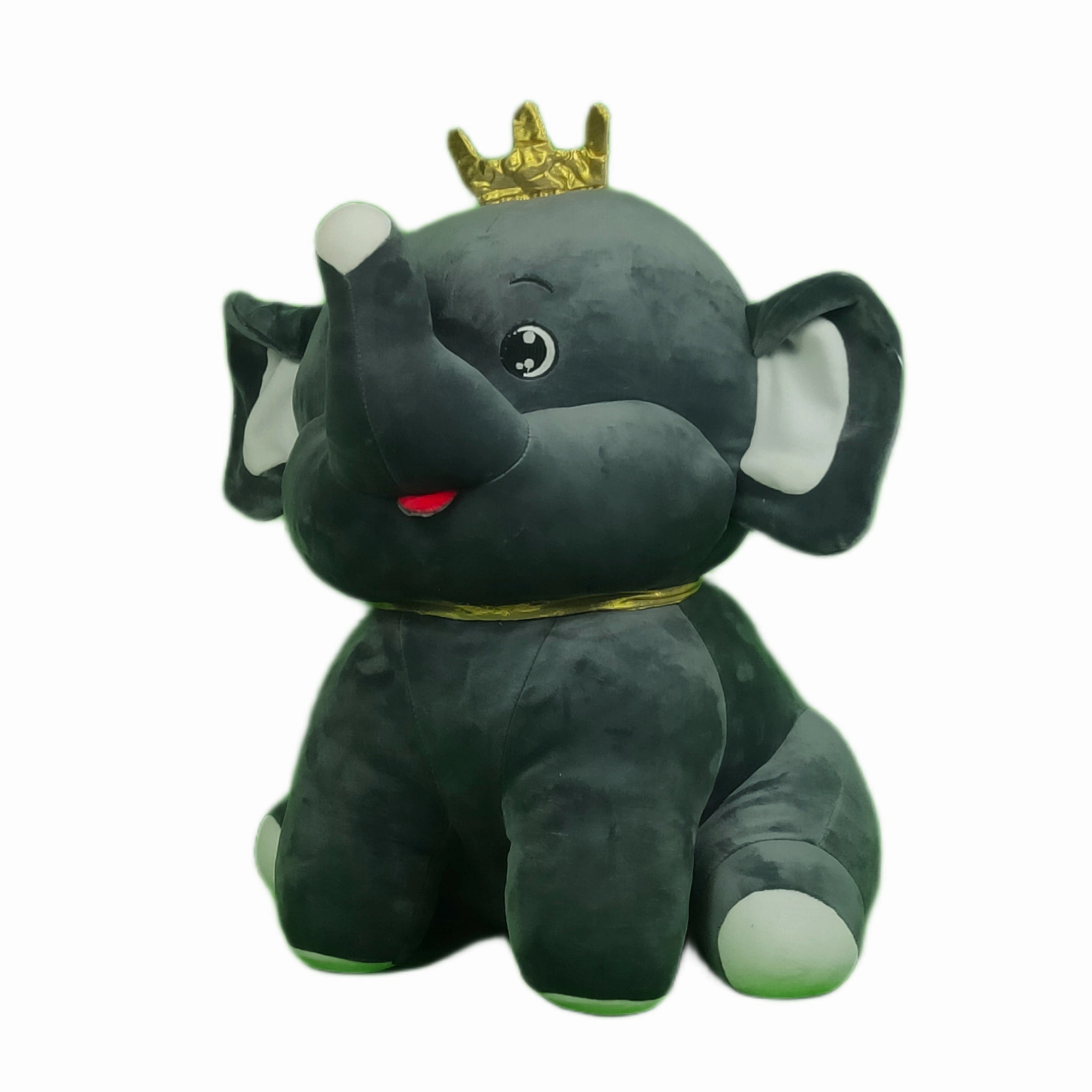 Play Hour Elephant Plush Soft Toy with Crown for Ages 3 Years and Up - 45cm
