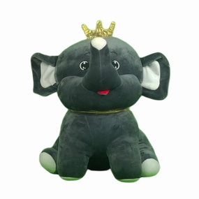 Play Hour Elephant Plush Soft Toy with Crown for Ages 3 Years and Up - 45cm