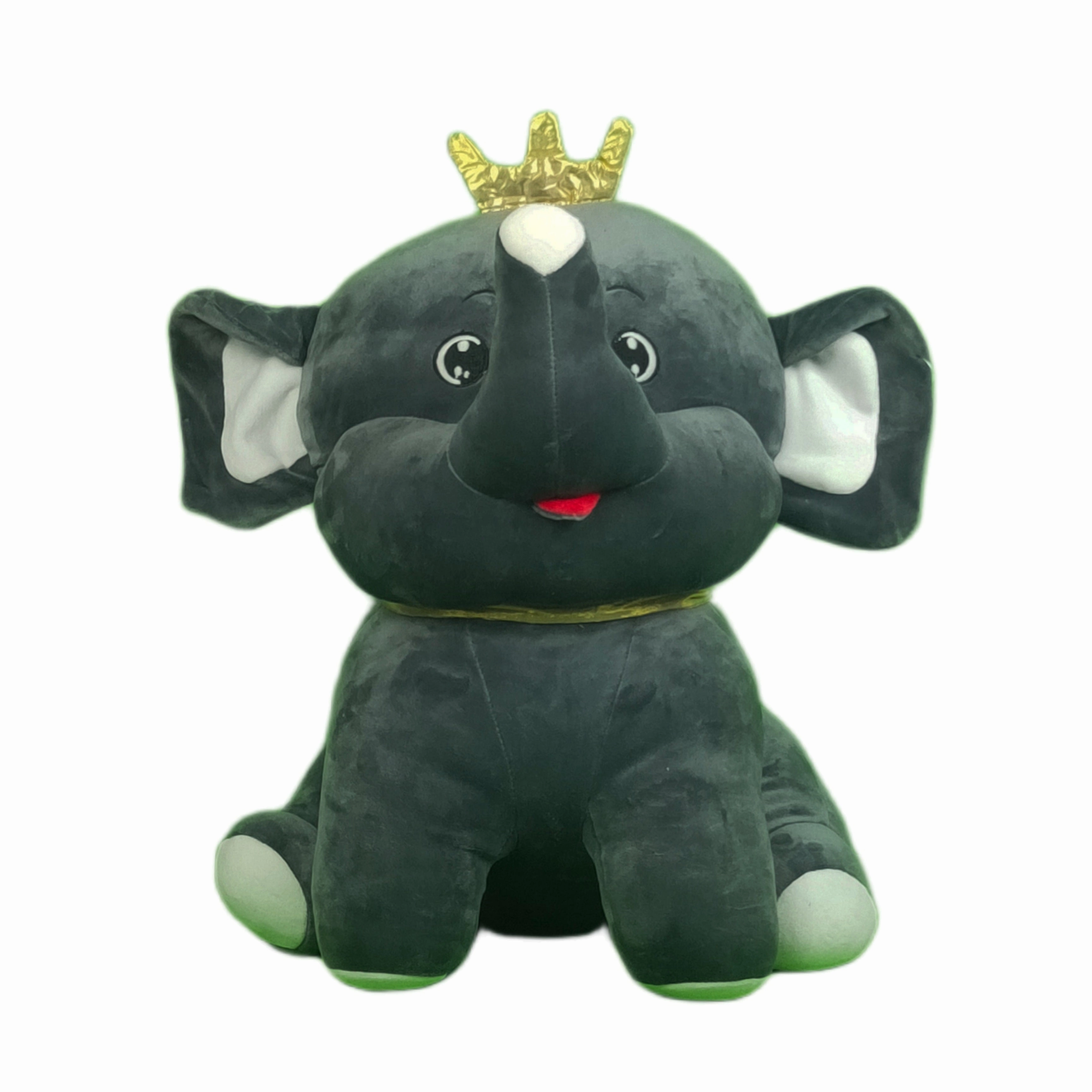 Play Hour Elephant Plush Soft Toy with Crown for Ages 3 Years and Up - 45cm