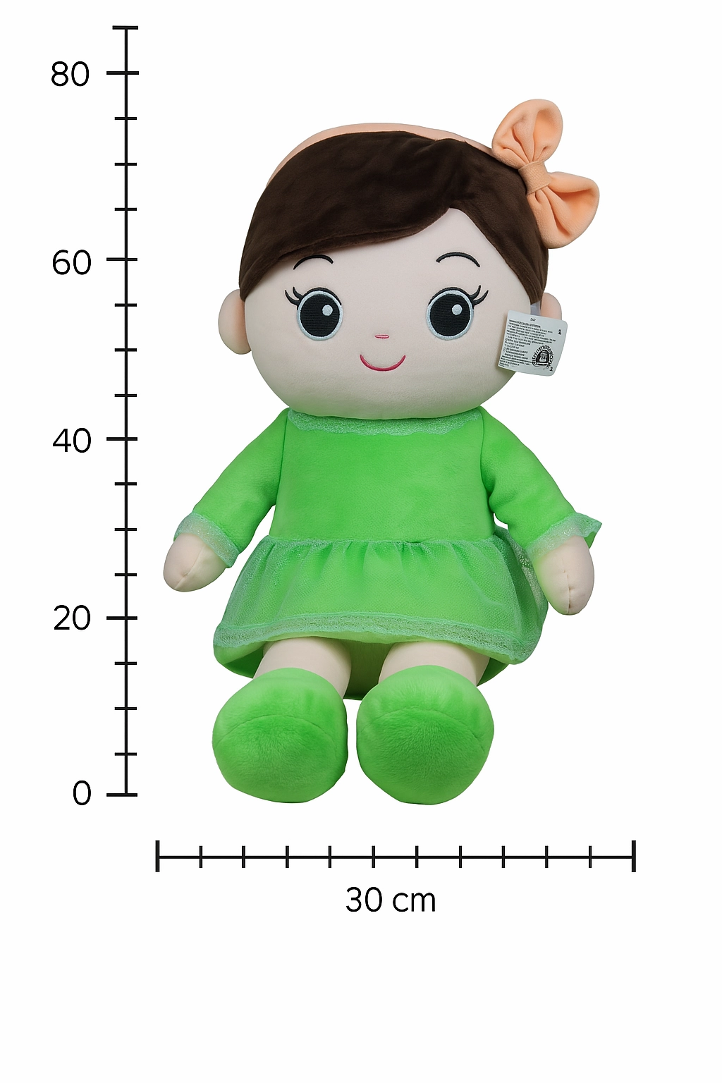 Play Hour Ellie Rag Doll Plush Soft Toy Wearing Green Frock for Ages 3 Years and Up, 85cm
