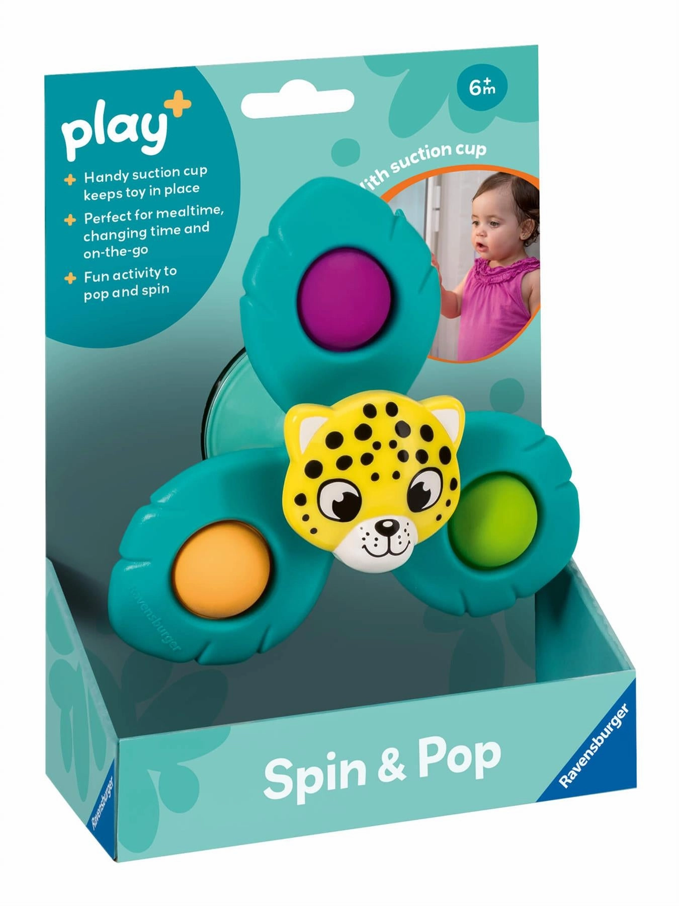 Play  Spin & Pop: Leopard Fidget Spinner with Suction Cup for Babies