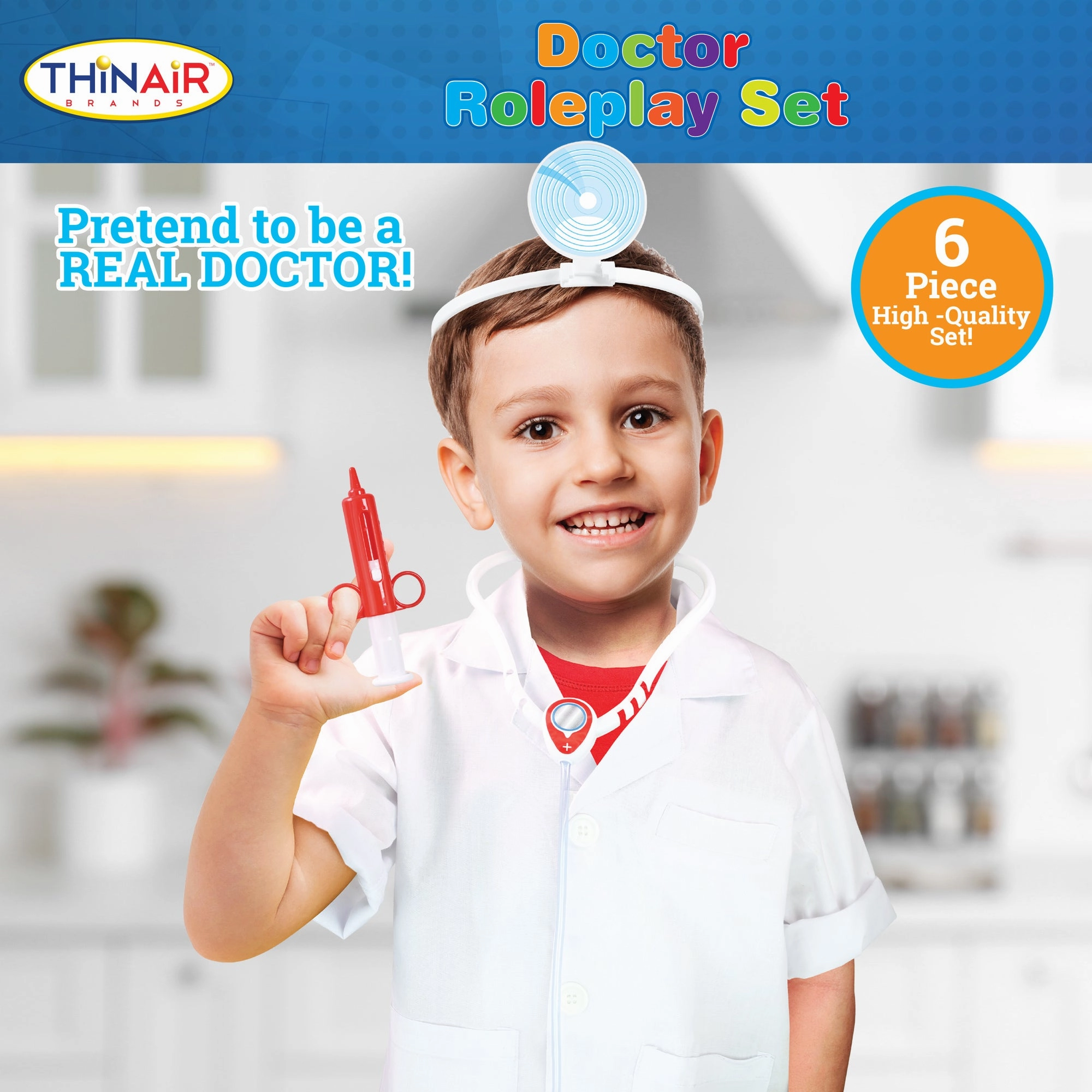 Playful Minds 6pc Doctor Dress Up Set - White & Red