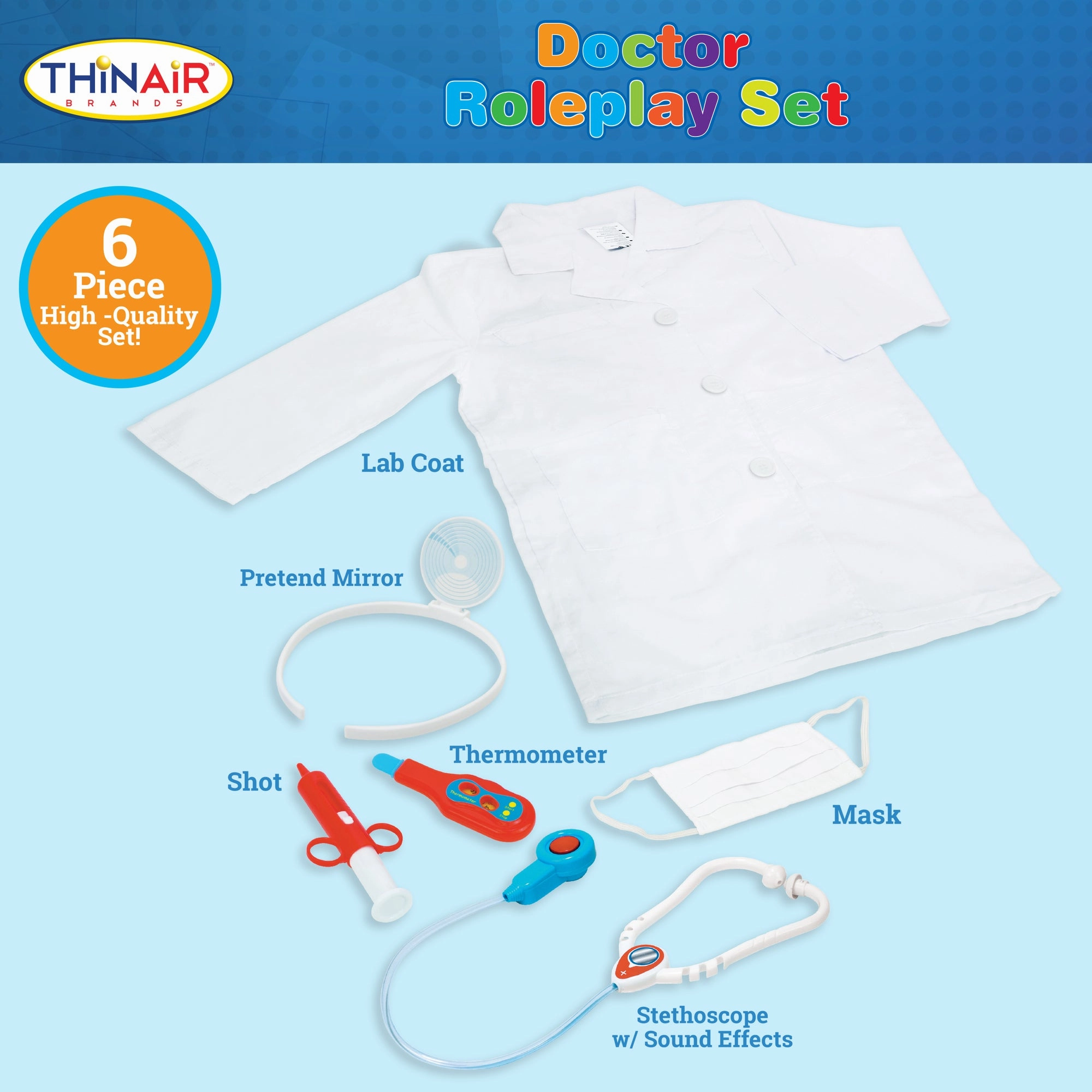 Playful Minds 6pc Doctor Dress Up Set - White & Red